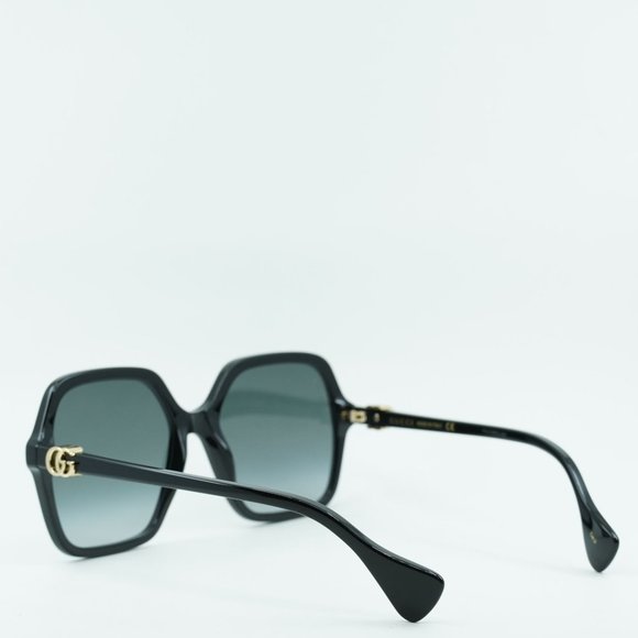 💯 NEW GUCCI GG1072SA 001 SHINY BLACK GREY GRADIENT SQUARE SUNGLASSES - Picture 7 of 11